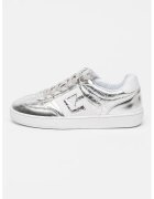 GUESS Pantofi sport de piele ecologica cu logo - Alb/Argintiu
