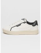 GUESS Pantofi sport de piele ecologica cu logo - Alb optic/Gri antracit