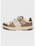 GUESS Pantofi sport de piele ecologica cu logo si insertii de piele intoarsa - Alb/Maro