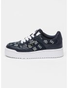 GUESS Pantofi sport de piele ecologica si material textil - Alb/Bleumarin