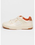 GUESS Pantofi sport de piele ecologica si piele Vincent - Alb fildes/Portocaliu stins