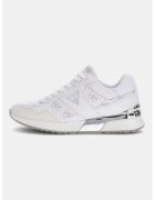 GUESS Pantofi sport din piele ecologica cu detalii cu model monograma - Alb/Argintiu