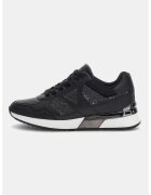 GUESS Pantofi sport din piele ecologica cu detalii cu model monograma - Negru/Gri inchis