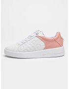 GUESS Pantofi sport din piele ecologica cu logo stantat - Alb/Roz prafuit