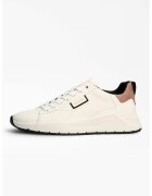 GUESS Pantofi sport din piele si piele ecologica cu logo - Alb murdar