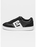 GUESS Pantofi sport perforati cu insertii de piele intoarsa - Negru/Alb optic