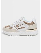 GUESS Pantofi sport wedge cu insertii de piele intoarsa sintetica Korenzo - Alb/Maro/Gri deschis