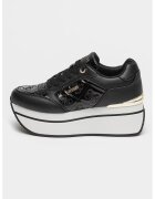 GUESS Pantofi sport wedge de piele ecologica - Alb/Negru
