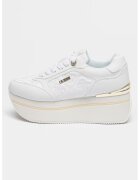 GUESS Pantofi sport wedge de piele ecologica - Alb optic