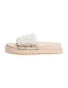 GUESS Papuci cu detalii cu monograma si velcro - Alb/Maro camel