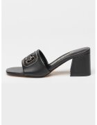 GUESS Papuci cu toc masiv - de piele - Auriu/Negru