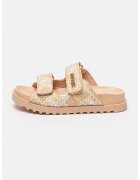 GUESS Papuci cu velcro si logo - Galben/Crem