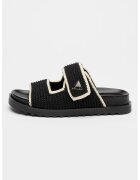 GUESS Papuci din tricot - Alb fildes/Negru