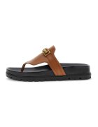 GUESS Papuci flip-flop din piele cu logo - Maro