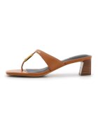 GUESS Papuci flip-flop din piele cu toc masiv - Maro