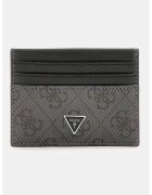 GUESS Portcart din piele cu model monograma - Negru/Gri inchis