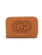 GUESS Portofel cu logo in relief - Portocaliu mandarina