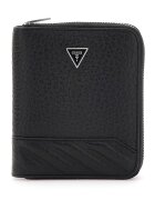 GUESS Portofel din piele cu fermoar - Negru