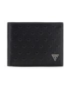GUESS Portofel din piele cu logo metalic - Negru