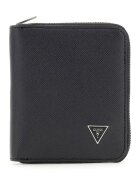 GUESS Portofel din piele cu logo metalic si fermoar - Negru