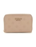GUESS Portofel din piele ecologica cu fermoar - Maro taupe deschis