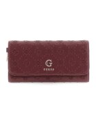 GUESS Portofel din piele ecologica cu model monograma si clapa - Visiniu