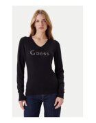 GUESS Pulover cu decolteu in V decorat cu strasuri