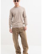GUESS Pulover cu decolteu la baza gatului si logo - Bej deschis