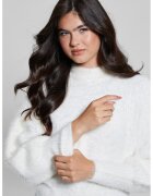 GUESS Pulover cu decolteu la baza gatului si terminatii striate - Alb