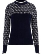 GUESS Pulover cu guler scurt si garnitura cu model - Bleumarin