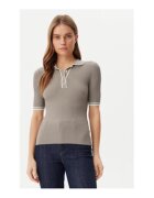 GUESS Pulover de dama - cu striatii si guler fixat cu nasturi
