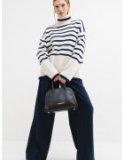 GUESS Pulover din amestec de lana cu dungi - Albastru ultramarin/Crem