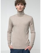 GUESS Pulover din amestec de lana cu guler inalt - Maro melange