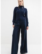 GUESS Pulover din amestec de lana cu model torsade si terminatie cu striatii - Albastru inchis