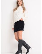 GUESS Pulover din amestec de lana cu model torsade si terminatie cu striatii - Crem