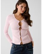 GUESS Pulover slim fit cu decolteu rotund - Roz