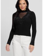 GUESS Pulover striat cu strasuri - Negru