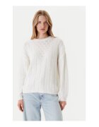 GUESS Pulover tricotat din amestec de viscoza cu decolteu la baza gatului si model cu perforatii