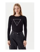 GUESS Pulover tricotat subtire cu strasuri si logo brodat
