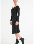 GUESS Rochi midi din tricot cu nasturi metalici - Auriu/Negru