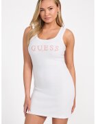 GUESS Rochie cambrata cu logo brodat - Alb/Roz
