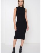 GUESS Rochie cambrata din amestec de casmir si matase cu guler inalt - Negru