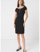 GUESS Rochie cambrata din amestec de modal cu aplicatie logo metalica - Negru