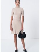 GUESS Rochie cambrata scurta din amestec de matase si casmir - Maro deschis