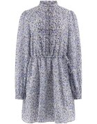 GUESS Rochie cu model si maneci lungi - Albastru lavanda/Negru stins/Transparent