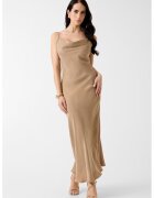 GUESS Rochie din amestec de lyocell cu decolteu drapat - Maro camel