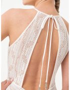 GUESS Rochie maxi tricotata cu model cu perforatii - Alb fildes/Maro nisip