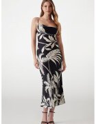 GUESS Rochie midi cu imprimeu cu frunze - Negru/Alb murdar