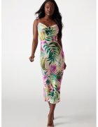 GUESS Rochie midi cu imprimeu cu frunze - Verde/Galben/Roz