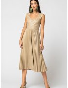 GUESS Rochie midi de piele ecologica si pliuri - Bej